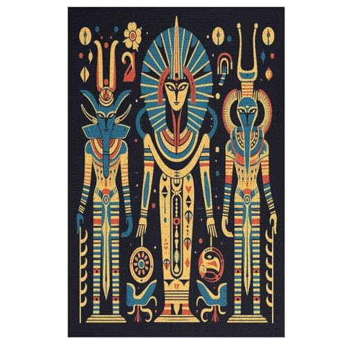 Ägyptische Mythologie -Puzzle, 1000 Teile,Holzpuzzle Für Erwachsene Kinder, Lustiges Spielzeug, Denkspiel, Bildungsspiel, （78×53cm） von DDFRTYY