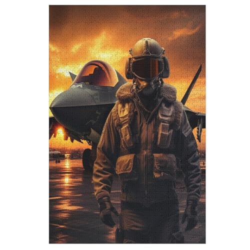 Airplane Kämpfer-Puzzlespiel Aus Holz, 1000 Puzzleteile, Puzzle Für Teenager Und Erwachsene, Kreatives Spielzeug, Puzzles, （78×53cm） von DDFRTYY