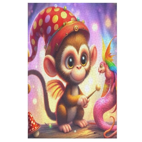 Animal AFFE Holzpuzzle 1000 Teile Klassische Puzzles Erwachsene Kinder Puzzle DIY Kit Holzspielzeug Einzigartiges Geschenk （78×53cm） von DDFRTYY