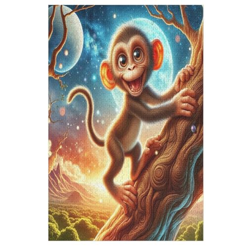 Animal AFFE -Puzzle, 1000 Teile,Holzpuzzle Für Erwachsene Kinder, Lustiges Spielzeug, Denkspiel, Bildungsspiel, （78×53cm） von DDFRTYY