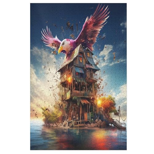 Animal Adler Holzpuzzle 1000 Teile Klassische Puzzles Erwachsene Kinder Puzzle DIY Kit Holzspielzeug Einzigartiges Geschenk （78×53cm） von DDFRTYY