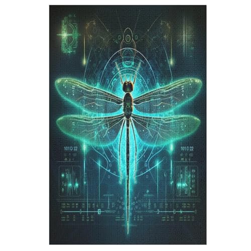 Animal Drachefly -Puzzle, 1000 Teile,Holzpuzzle Für Erwachsene Kinder, Lustiges Spielzeug, Denkspiel, Bildungsspiel, （78×53cm） von DDFRTYY