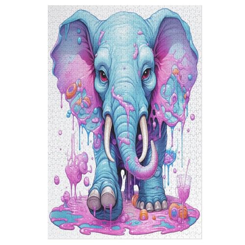Animal Elefant 1000 Teile Puzzles Für Erwachsene, Impossible Puzzle, Geschicklichkeitsspiel Für Die Ganze Familie, Kinder Holzpuzzle （78×53cm） von DDFRTYY