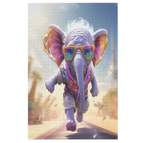 Animal Elefant 1000 Teile Puzzles Für Erwachsene Holzpuzzle Familienpuzzlespiel Stressabbau-Puzzle Für Kinder Ab 12 Jahren （78×53cm） von DDFRTYY