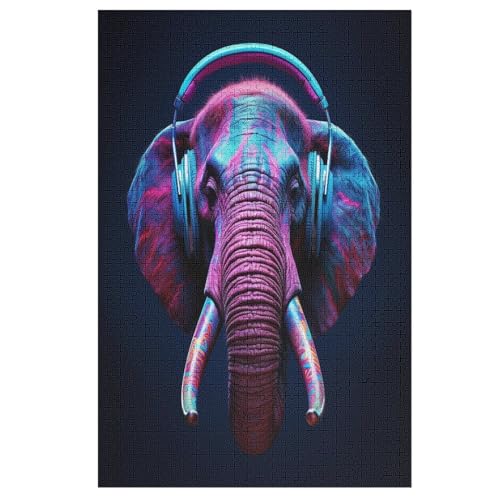 Animal Elefant Holzpuzzle - 1000 Teiliges Jigsaw Knobelspiel - Puzzle Für Erwachsene & Kinder - Outdoor & Reisespielzeug （78×53cm） von DDFRTYY