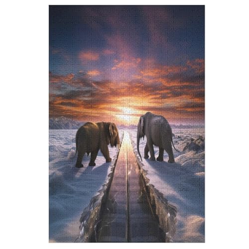 Animal Elefant Puzzles 1000 Teile Erwachsener Kniffel Spaß Für Die Ganze Familie, Holzpuzzle Kinder Erwachsene, Impossible Puzzle Schwer （78×53cm） von DDFRTYY