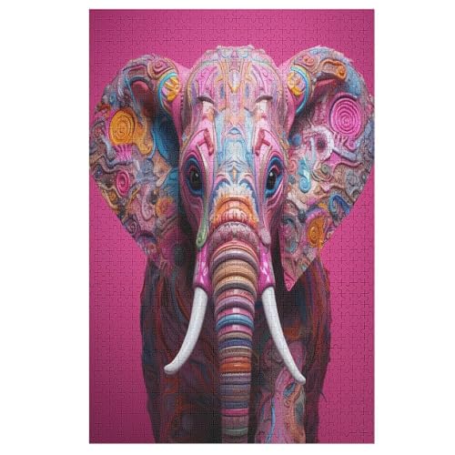 Animal Elefant Puzzles 1000 Teile Erwachsener Kniffel Spaß Für Die Ganze Familie, Holzpuzzle Kinder Erwachsene, Impossible Puzzle Schwer （78×53cm） von DDFRTYY