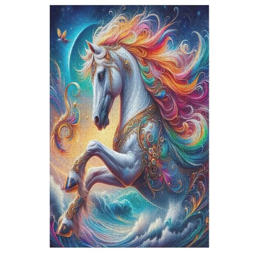 Animal Horse 1000 Teile Puzzles, Wood Craft, Hochwertiges Modernes Puzzle, DIY, Für Erwachsene Und Kinder Ab 12 Jahren, （78×53cm） von DDFRTYY