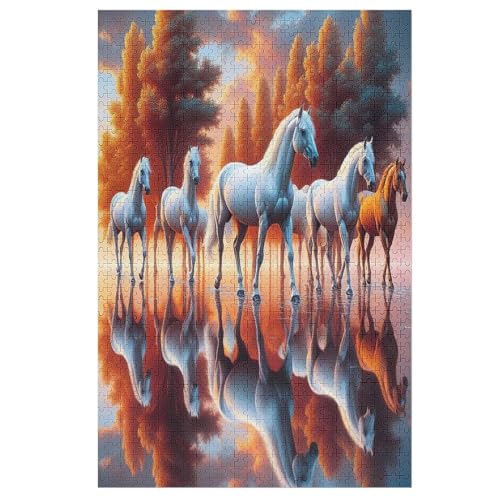 Animal Horse 1000 Teile Puzzles, Wood Craft, Hochwertiges Modernes Puzzle, DIY, Für Erwachsene Und Kinder Ab 12 Jahren, （78×53cm） von DDFRTYY