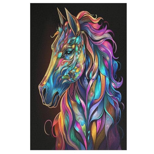 Animal Horse 1000 Teile Puzzles Für Erwachsene, Impossible Puzzle, Geschicklichkeitsspiel Für Die Ganze Familie, Kinder Holzpuzzle （78×53cm） von DDFRTYY