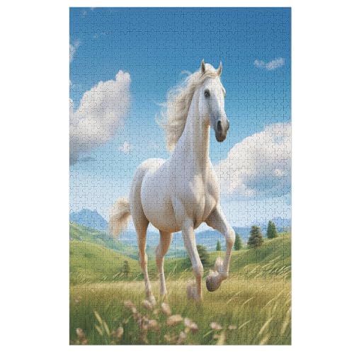 Animal Horse Holzpuzzle Für Erwachsene Teenager Stress Abbauen Familien-Puzzlespiel Poster 1000-teiliges Puzzle Kinder Lernspiel （78×53cm） von DDFRTYY