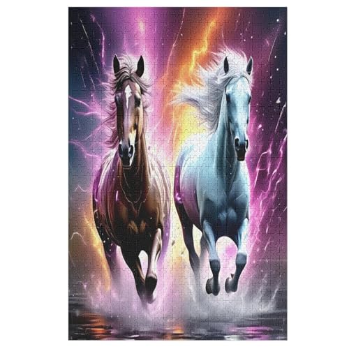Animal Horse -Puzzle, 1000 Teile,Holzpuzzle Für Erwachsene Kinder, Lustiges Spielzeug, Denkspiel, Bildungsspiel, （78×53cm） von DDFRTYY