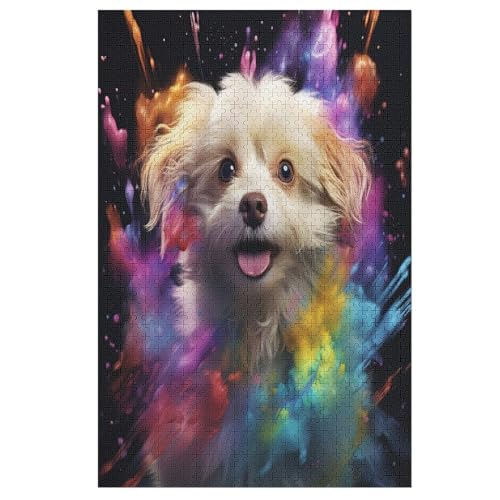 Animal Hund Holzpuzzle - 1000 Teiliges Jigsaw Knobelspiel - Puzzle Für Erwachsene & Kinder - Outdoor & Reisespielzeug （78×53cm） von DDFRTYY