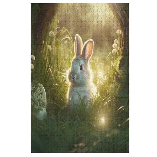 Animal Kaninchen 1000 Teile Puzzles Für Erwachsene, Impossible Puzzle, Geschicklichkeitsspiel Für Die Ganze Familie, Kinder Holzpuzzle （78×53cm） von DDFRTYY
