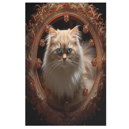 Animal Katze Holzpuzzle 1000 Teile Klassische Puzzles Erwachsene Kinder Puzzle DIY Kit Holzspielzeug Einzigartiges Geschenk （78×53cm） von DDFRTYY
