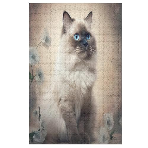 Animal Katze-Puzzlespiel Aus Holz, 1000 Puzzleteile, Puzzle Für Teenager Und Erwachsene, Kreatives Spielzeug, Puzzles, （78×53cm） von DDFRTYY