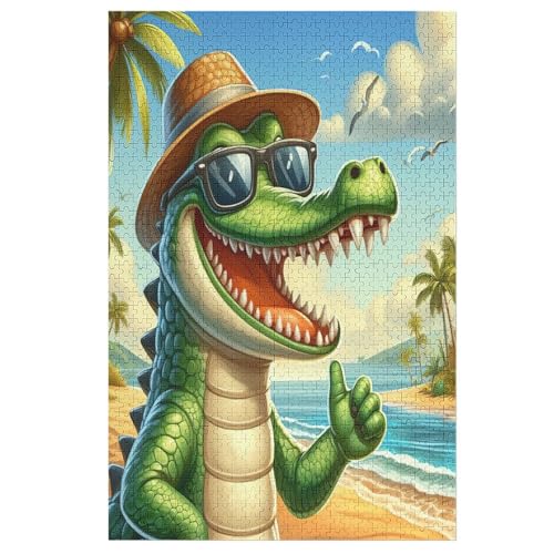 Animal Krokodil 1000 Teile Puzzles Für Erwachsene, Impossible Puzzle, Geschicklichkeitsspiel Für Die Ganze Familie, Kinder Holzpuzzle （78×53cm） von DDFRTYY