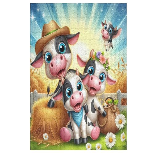 Animal Kuh Puzzle Für Erwachsene 1000 Teile Premium Recyceltes Brett Zum Lernen, Lernspielzeug, Familienspiele Kinder Holzpuzzle （78×53cm） von DDFRTYY