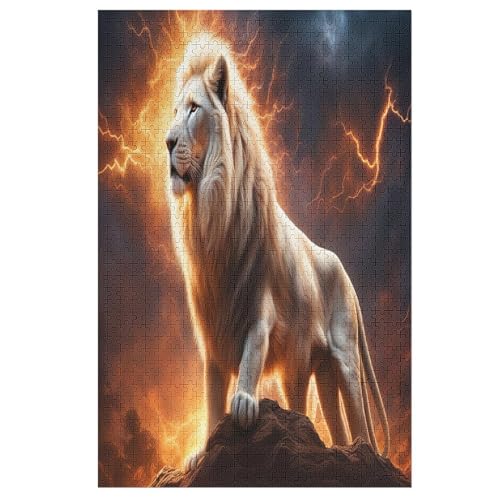 Animal Löwe 1000 Teile Premium-Puzzles Für Erwachsene Kinder- Holzpuzzles Spaß Und Lernspiele - Perfekte Puzzle-Geschenke （78×53cm） von DDFRTYY
