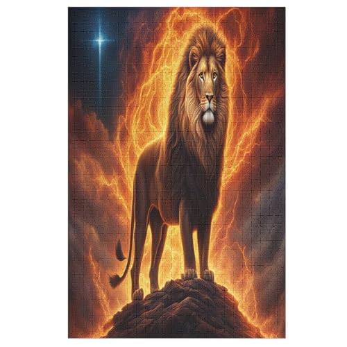 Animal Löwe Holzpuzzle - 1000 Teiliges Jigsaw Knobelspiel - Puzzle Für Erwachsene & Kinder - Outdoor & Reisespielzeug （78×53cm） von DDFRTYY
