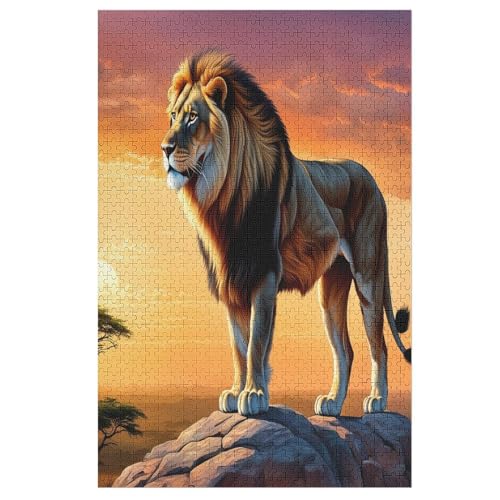 Animal Löwe Holzpuzzle - Puzzle Für Erwachsene, 1000-teilige Puzzles Für Teenager Und Kinder, Herausfordernde Spiele （78×53cm） von DDFRTYY