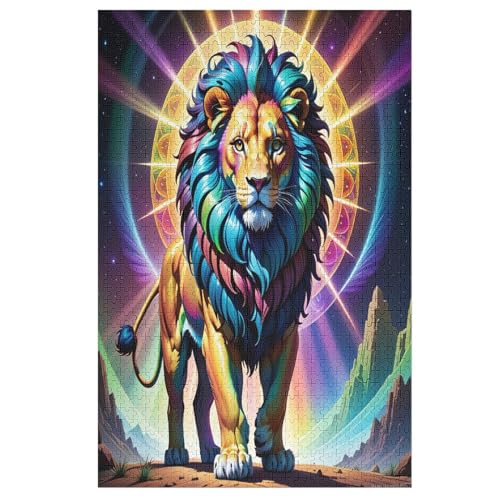 Animal Löwe Holzpuzzle - Puzzle Für Erwachsene, 1000-teilige Puzzles Für Teenager Und Kinder, Herausfordernde Spiele （78×53cm） von DDFRTYY