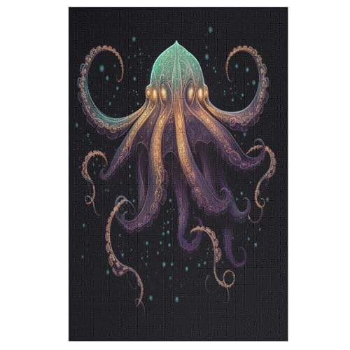 Animal Oktopus -Puzzle, 1000 Teile,Holzpuzzle Für Erwachsene Kinder, Lustiges Spielzeug, Denkspiel, Bildungsspiel, （78×53cm） von DDFRTYY