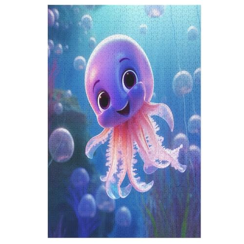 Animal Oktopus Puzzle 1000 Teile, Holzpuzzle Für Erwachsene Kinder, Impossible Puzzles, Geschicklichkeitsspiel Für Die Ganze Familie （78×53cm） von DDFRTYY