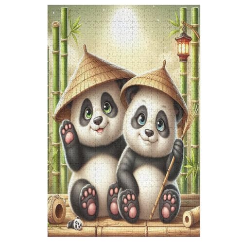 Animal Panda -Puzzle, 1000 Teile,Holzpuzzle Für Erwachsene Kinder, Lustiges Spielzeug, Denkspiel, Bildungsspiel, （78×53cm） von DDFRTYY