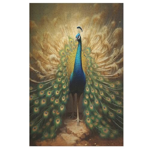 Animal Pfau Holzpuzzle 1000 Teile, Knobelspiele Für Erwachsene, Teenager, Puzzles Unmögliche - Kinder Puzzle Zimmer Deko （78×53cm） von DDFRTYY