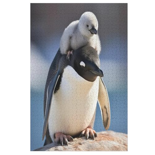 Animal Pinguin Puzzles 1000 Teile Erwachsener Kniffel Spaß Für Die Ganze Familie, Holzpuzzle Kinder Erwachsene, Impossible Puzzle Schwer （78×53cm） von DDFRTYY
