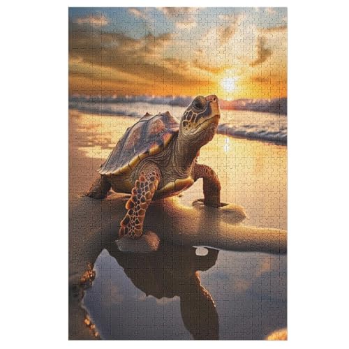 Animal Schildkröte Holzpuzzle 1000 Teile Klassische Puzzles Erwachsene Kinder Puzzle DIY Kit Holzspielzeug Einzigartiges Geschenk （78×53cm） von DDFRTYY
