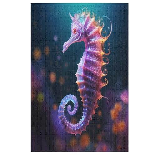 Animal Seahorse Puzzle 1000 Teile, Holzpuzzle Für Erwachsene Kinder, Impossible Puzzles, Geschicklichkeitsspiel Für Die Ganze Familie （78×53cm） von DDFRTYY