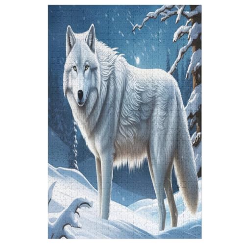 Animal Wolf 1000 Teile Puzzles Für Erwachsene, Impossible Puzzle, Geschicklichkeitsspiel Für Die Ganze Familie, Kinder Holzpuzzle （78×53cm） von DDFRTYY
