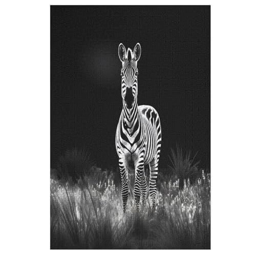 Animal Zebra Holzpuzzle 1000 Teile, Knobelspiele Für Erwachsene, Teenager, Puzzles Unmögliche - Kinder Puzzle Zimmer Deko （78×53cm） von DDFRTYY