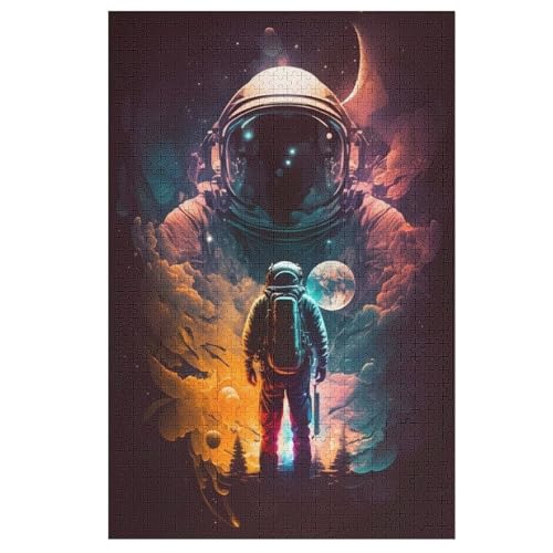 Astronaut Space Holzpuzzle 1000 Teile Klassische Puzzles Erwachsene Kinder Puzzle DIY Kit Holzspielzeug Einzigartiges Geschenk （78×53cm） von DDFRTYY