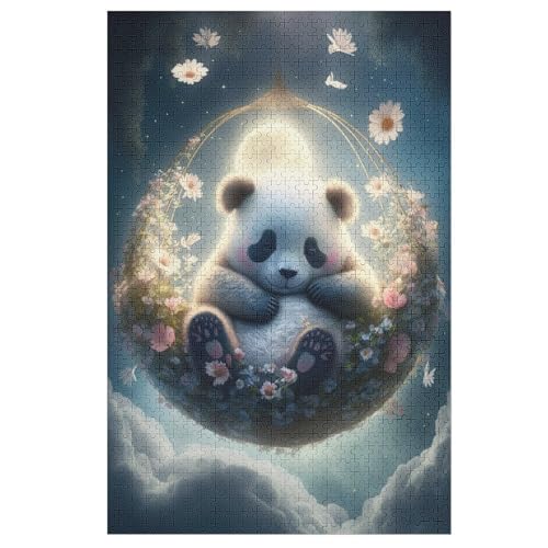 Baby Panda Holzpuzzle 1000 Teile Klassische Puzzles Erwachsene Kinder Puzzle DIY Kit Holzspielzeug Einzigartiges Geschenk （78×53cm） von DDFRTYY