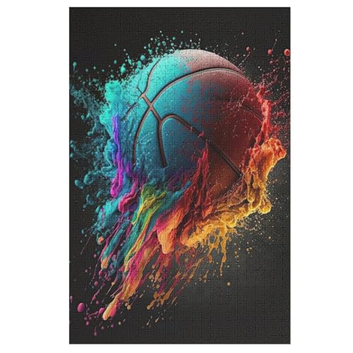 Basketball Sport Holzpuzzle 1000 Teile Klassische Puzzles Erwachsene Kinder Puzzle DIY Kit Holzspielzeug Einzigartiges Geschenk （78×53cm） von DDFRTYY