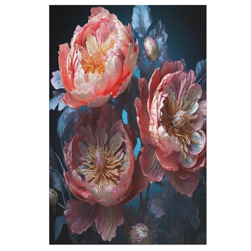 Blume Holzpuzzle 1000 Teile, Knobelspiele Für Erwachsene, Teenager, Puzzles Unmögliche - Kinder Puzzle Zimmer Deko （78×53cm） von DDFRTYY