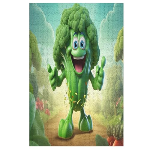 Brokkoli Holzpuzzle 1000 Teile Klassische Puzzles Erwachsene Kinder Puzzle DIY Kit Holzspielzeug Einzigartiges Geschenk （78×53cm） von DDFRTYY