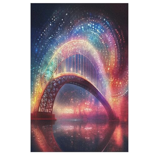 Bunte Regenbogenbrücke Holzpuzzle Für Erwachsene Teenager Stress Abbauen Familien-Puzzlespiel Poster 1000-teiliges Puzzle Kinder Lernspiel （78×53cm） von DDFRTYY