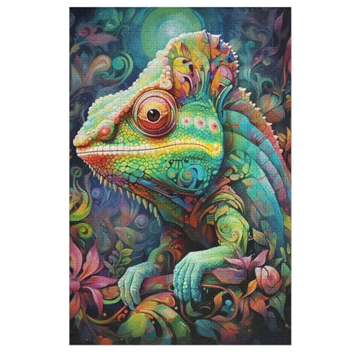 Chamäleon-Puzzlespiel Aus Holz, 1000 Puzzleteile, Puzzle Für Teenager Und Erwachsene, Kreatives Spielzeug, Puzzles, 1000 PCS von DDFRTYY