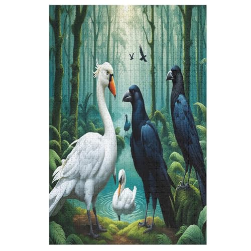 Crow Vogel Holzpuzzle - Puzzle Für Erwachsene, 1000-teilige Puzzles Für Teenager Und Kinder, Herausfordernde Spiele （78×53cm） von DDFRTYY