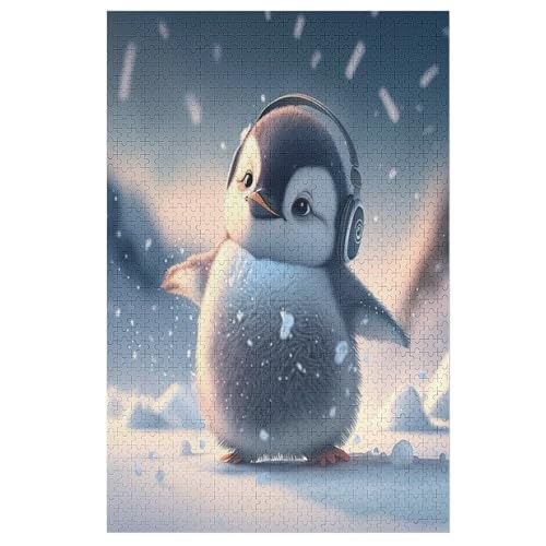 Cute Pinguin -Puzzle, 1000 Teile,Holzpuzzle Für Erwachsene Kinder, Lustiges Spielzeug, Denkspiel, Bildungsspiel, （78×53cm） von DDFRTYY