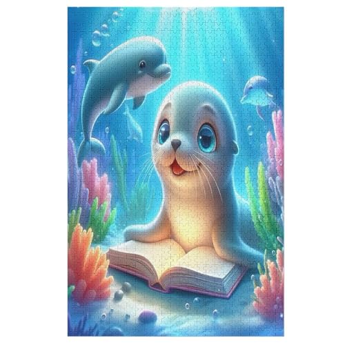 Cute Robbe Puzzle 1000 Teile, Holzpuzzle Herausforderndes Geschicklichkeitsspiel Für Die Ganze Familie, Kinder Erwachsenenpuzzle Ab 12 Jahren （78×53cm） von DDFRTYY