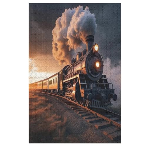 Dampfzug 1000 Teile Premium-Puzzles Für Erwachsene Kinder- Holzpuzzles Spaß Und Lernspiele - Perfekte Puzzle-Geschenke （78×53cm） von DDFRTYY
