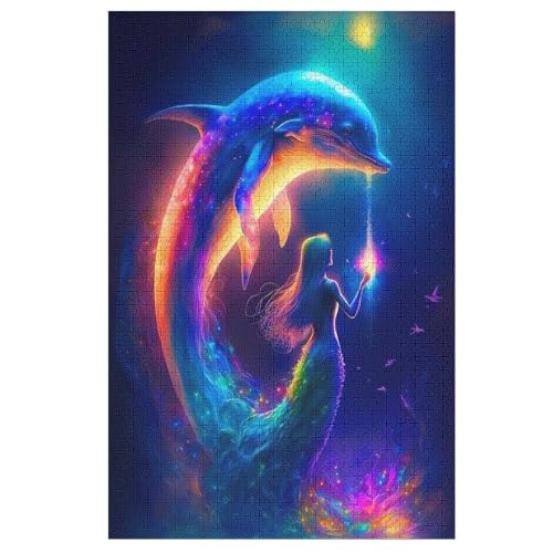 Delphin Puzzle 1000 Teile, Holzpuzzle Für Erwachsene Kinder, Impossible Puzzles, Geschicklichkeitsspiel Für Die Ganze Familie （78×53cm） von DDFRTYY