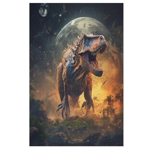 Dinosaurier Holzpuzzle 1000 Teile, Knobelspiele Für Erwachsene, Teenager, Puzzles Unmögliche - Kinder Puzzle Zimmer Deko （78×53cm） von DDFRTYY