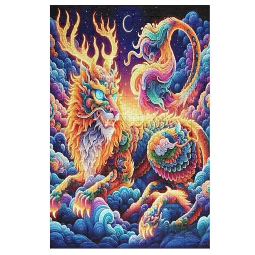 Drache Holzpuzzle - 1000 Teiliges Jigsaw Knobelspiel - Puzzle Für Erwachsene & Kinder - Outdoor & Reisespielzeug （78×53cm） von DDFRTYY
