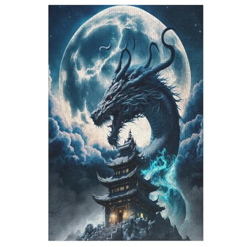 Drache -Puzzle, 1000 Teile,Holzpuzzle Für Erwachsene Kinder, Lustiges Spielzeug, Denkspiel, Bildungsspiel, （78×53cm） von DDFRTYY